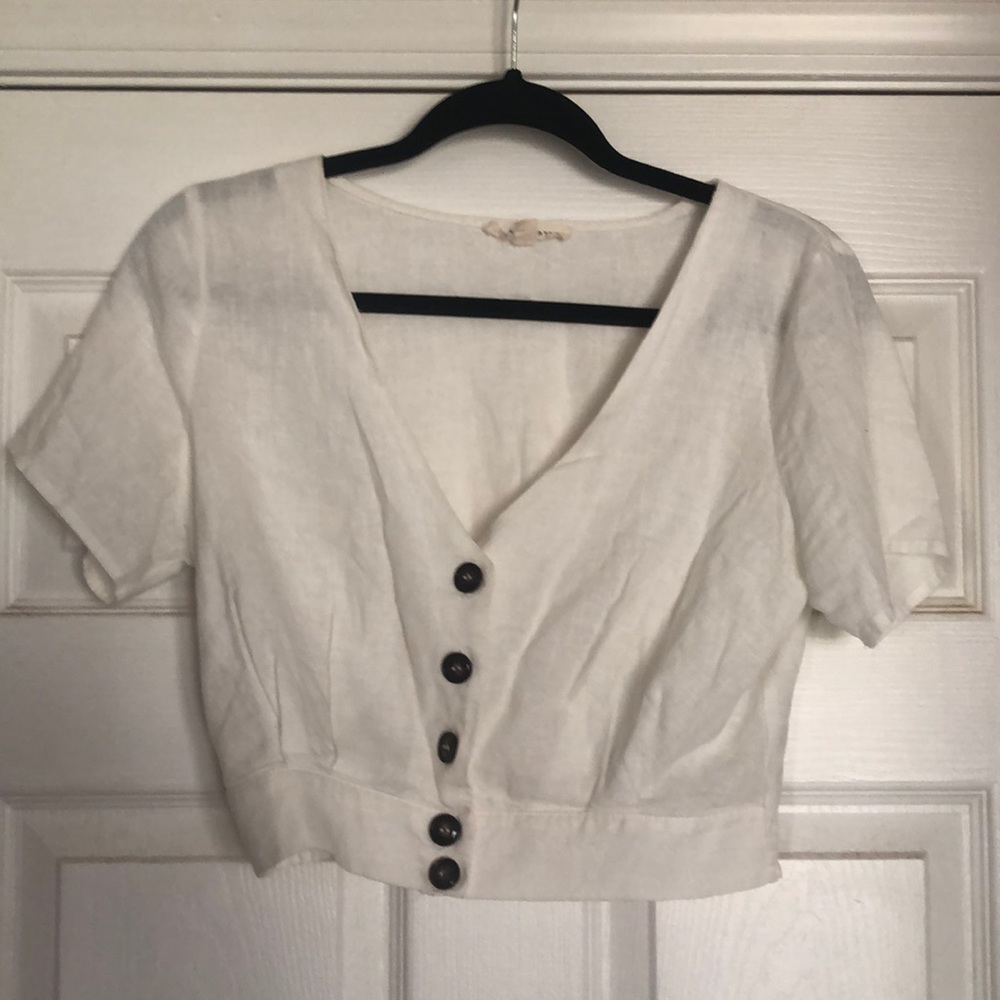 White Button Up Crop Top